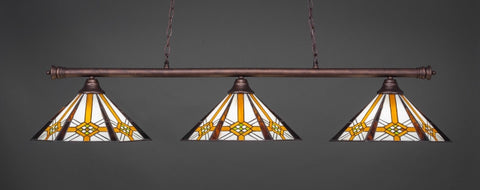 Oxford 3 Light Bar In Bronze Finish With 16" Hampton Tiffany Glass - lights
