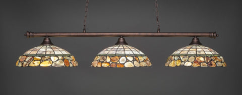 Oxford 3 Light Bar In Bronze Finish With 16" Cobblestone Tiffany Glass - lights