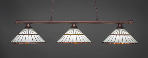 Oxford 3 Light Bar In Bronze Finish With 15.5" Honey Glass & Amber Brown Jewels Tiffany Glass (373-BRZ-974) - lights