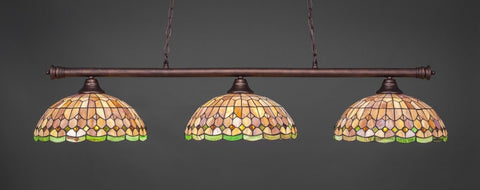 Oxford 3 Light Bar In Bronze Finish With 15" Rosetta Tiffany Glass - lights