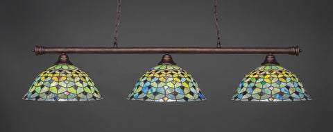 Oxford 3 Light Bar In Bronze Finish With 16" Crescent Tiffany Glass - lights
