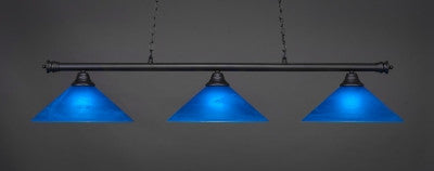 Oxford 3 Light Bar In Matte Black Finish With 16" Blue Italian Glass (373-MB-415) - lights