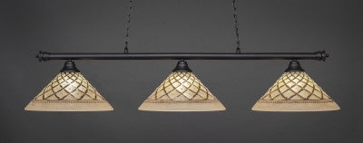 Oxford 3 Light Bar In Matte Black Finish With 16" Chocolate Icing Glass (373-MB-718) - lights