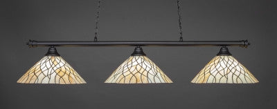 Oxford 3 Light Bar In Matte Black Finish With 16" Sandhill Tiffany Glass (373-MB-911) - lights