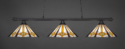 Oxford 3 Light Bar In Matte Black Finish With 16" Hampton Tiffany Glass (373-MB-961) - lights
