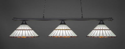 Oxford 3 Light Bar In Matte Black Finish With 15.5" Honey Glass & Amber Brown Jewels Tiffany Glass (373-MB-974) - lights