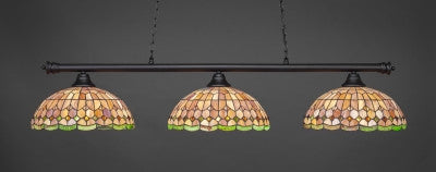 Oxford 3 Light Bar In Matte Black Finish With 15" Rosetta Tiffany Glass (373-MB-988) - lights