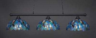 Oxford 3 Light Bar In Matte Black Finish With 16" Blue Mosaic Tiffany Glass (373-MB-995) - lights