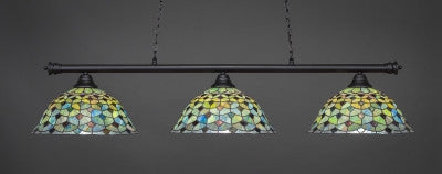 Oxford 3 Light Bar In Matte Black Finish With 16" Crescent Tiffany Glass (373-MB-996) - lights