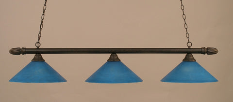 Round 3 Light Bar In Dark Granite Finish With 16" Blue Italian Glass - lights