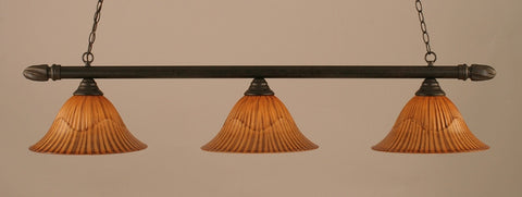 Round 3 Light Bar In Dark Granite Finish With 14" Tiger Glass - lights
