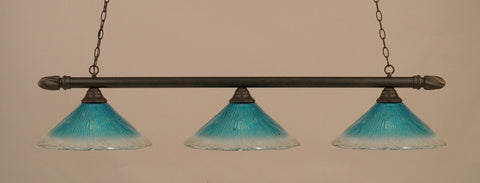 Round 3 Light Bar In Dark Granite Finish With 16" Teal Crystal Glass - lights