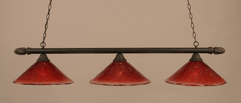 Round 3 Light Bar In Dark Granite Finish With 16" Raspberry Crystal Glass (383-DG-716) - lights