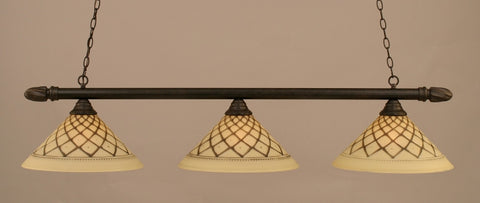 Round 3 Light Bar In Dark Granite Finish With 16" Chocolate Icing Glass - lights