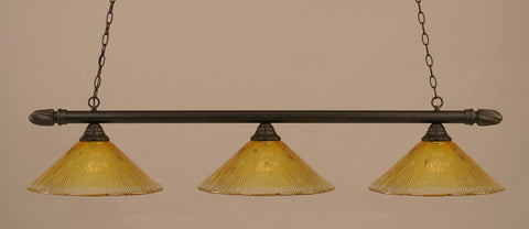 Round 3 Light Bar In Dark Granite Finish With 16" Gold Champagne Crystal Glass - lights