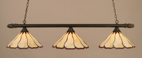 Round 3 Light Bar In Dark Granite Finish With 16" Honey & Burgundy Flair Tiffany Glass (383-DG-916) - lights