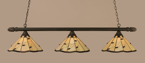 Round 3 Light Bar In Dark Granite Finish With 16" Autumn Leaves Tiffany Glass (383-DG-926) - lights