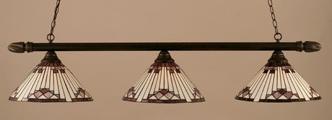 Round 3 Light Bar In Dark Granite Finish With 15" Purple Sunray Tiffany Glass (383-DG-938) - lights