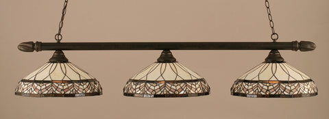 Round 3 Light Bar In Dark Granite Finish With 16" Royal Merlot Tiffany Glass (383-DG-948) - lights