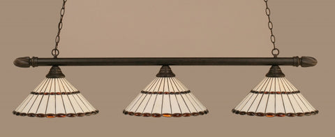  Round 3 Light Bar In Dark Granite Finish With 15.5" Honey Glass & Brown Mission Tiffany Glass (383-DG-974) - lights