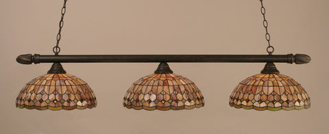 Round 3 Light Bar In Dark Granite Finish With 15" Rosetta Tiffany Glass - lights