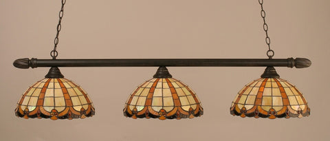  Round 3 Light Bar In Dark Granite Finish With 14.5" Butterscotch Tiffany Glass (383-DG-989) - lights