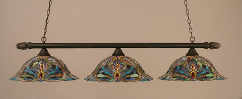 Round 3 Light Bar In Dark Granite Finish With 19" Kaleidoscope Tiffany Glass (383-DG-990) - lights