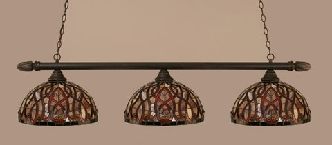 Round 3 Light Bar In Dark Granite Finish With 15" Persian Nites Tiffany Glass - lights