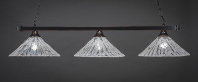 Square 3 Light Bar In Black Copper Finish With 16" Italian Ice Glass (803-BC-719) - lights