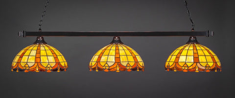 Square 3 Light Bar In Black Copper Finish With 14.5" Butterscotch Tiffany Glass (803-BC-989) - lights