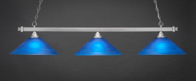 Square 3 Light Bar In Brushed Nickel Finish With 16" Blue Italian Glass (803-BC-415) - lights