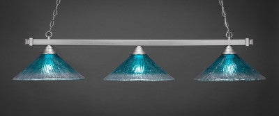 Square 3 Light Bar In Brushed Nickel Finish With 16" Teal Crystal Glass (803-BN-715) - lights
