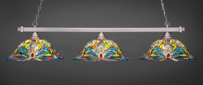 Square 3 Light Bar In Brushed Nickel Finish With 19" Kaleidoscope Tiffany Glass (803-BN-990) - lights