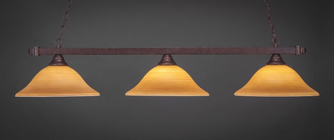 Square 3 Light Bar In Bronze Finish With 16" Cayenne Linen Glass - lights