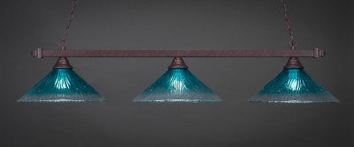 Square 3 Light Bar In Bronze Finish With 16" Teal Crystal Glass (803-BRZ-715) - lights