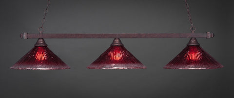 Square 3 Light Bar In Bronze Finish With 16" Raspberry Crystal Glass (803-BRZ-716) - lights