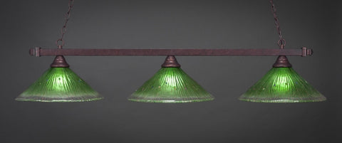 Square 3 Light Bar In Bronze Finish With 16" Kiwi Green Crystal Glass - lights