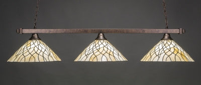 Square 3 Light Bar In Bronze Finish With 16" Sandhill Tiffany Glass (803-BRZ-911) - lights
