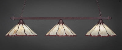 Square 3 Light Bar In Bronze Finish With 16" Honey & Burgundy Flair Tiffany Glass (803-BRZ-916) - lights