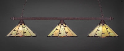Square 3 Light Bar In Bronze Finish With 16" Autumn Leaves Tiffany Glass (803-BRZ-926) - lights