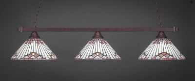 Square 3 Light Bar In Bronze Finish With 15" Purple Sunray Tiffany Glass (803-BRZ-938) - lights