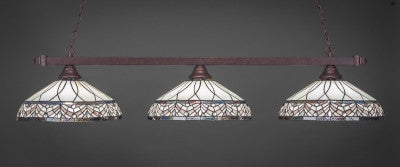 Square 3 Light Bar In Bronze Nickel Finish With 16" Royal Merlot Tiffany Glass (803-BRZ-948) - lights