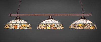 Square 3 Light Bar In Bronze Finish With 16" Cobblestone Tiffany Glass (803-BRZ-973) - lights