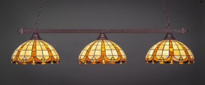Square 3 Light Bar In Bronze Finish With 14.5" Butterscotch Tiffany Glass (803-BRZ-989) - lights