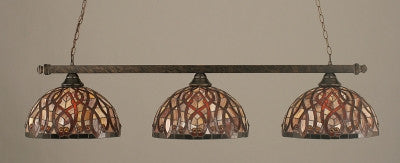 Square 3 Light Bar In Bronze Finish With 15" Persian Nite Tiffany Glass (803-BRZ-991) - lights