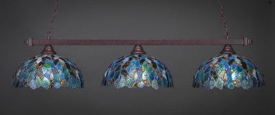 Square 3 Light Bar In Bronze Finish With 16" Blue Mosaic Tiffany Glass (803-BRZ-995) - lights