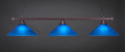 Square 3 Light Bar In Dark Granite Finish With 16" Blue Italian Glass (803-DG-415) - lights