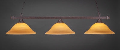 Square 3 Light Bar In Dark Granite Finish With 16" Cayenne Linen Glass (803-DG-622) - lights