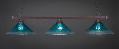 Square 3 Light Bar In Dark Granite Finish With 16" Teal Crystal Glass (803-DG-715) - lights