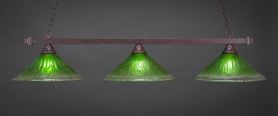 Square 3 Light Bar In Dark Granite Finish With 16" Kiwi Green Crystal Glass (803-DG-717) - lights